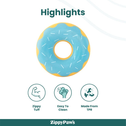 Zippy Paws Zippy Blueberry Tuff Donutz Plush Toy for Dogs