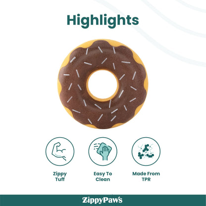 Zippy Paws Zippy Chocolate Tuff Donutz Plush Toy for Dogs