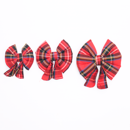 Skatrs Checkered Scottish Red Bow for Dogs and Cats