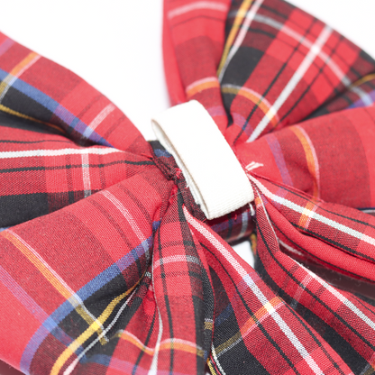 Skatrs Checkered Scottish Red Bow for Dogs and Cats