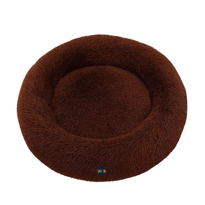 Skatrs Round Donut Bed for Cats and Small and Medium Dogs (Brown)