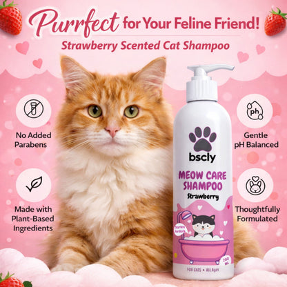 Bscly Strawberry Meow Care Shampoo for Cats