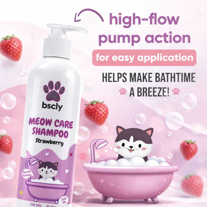 Bscly Strawberry Meow Care Shampoo for Cats