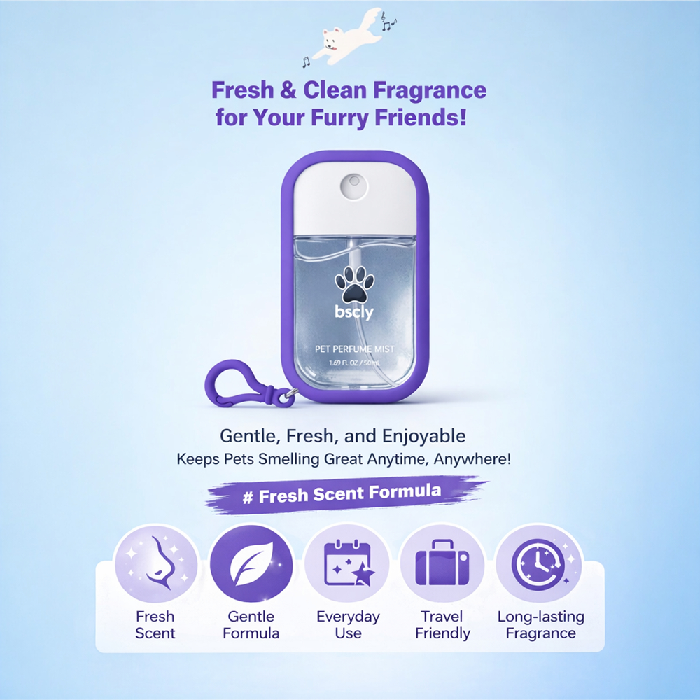 Bscly Fresh Mint Perfume Mist Portable Grooming Spray with Travel Silicone Case and Keychain