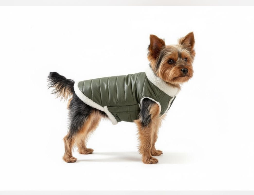 Woofiezz Warm & Comfortable Winter Jackets for Dogs and Cats (Olive Green)