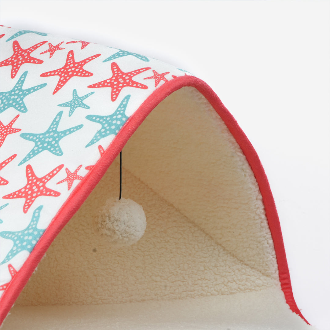 Skatrs Cozy Tent for Cats, Kittens and Small Dogs (Coral Red and Blue)