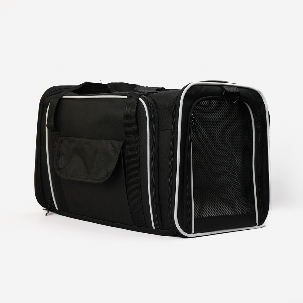Skatrs Foldable Expandable Pet Travel Carrier Bag for Small Dogs, Adult Cats & Kittens (Black)