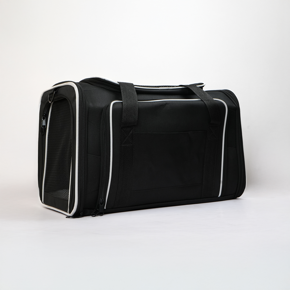 Skatrs Foldable Expandable Pet Travel Carrier Bag for Small Dogs, Adult Cats & Kittens (Black)