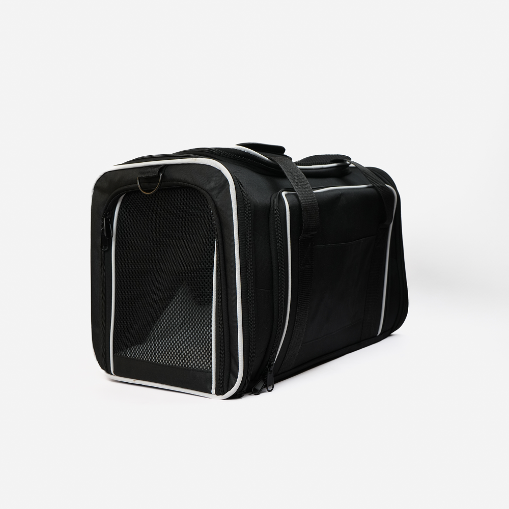 Skatrs Foldable Expandable Pet Travel Carrier Bag for Small Dogs, Adult Cats & Kittens (Black)