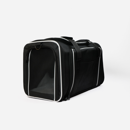 Skatrs Foldable Expandable Pet Travel Carrier Bag for Small Dogs, Adult Cats & Kittens (Black)