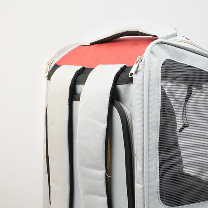 Skatrs Breathable Cat Backpack Carrier Foldable & Ventilated Travel Bag for Adult & Kitten Cats (Red)
