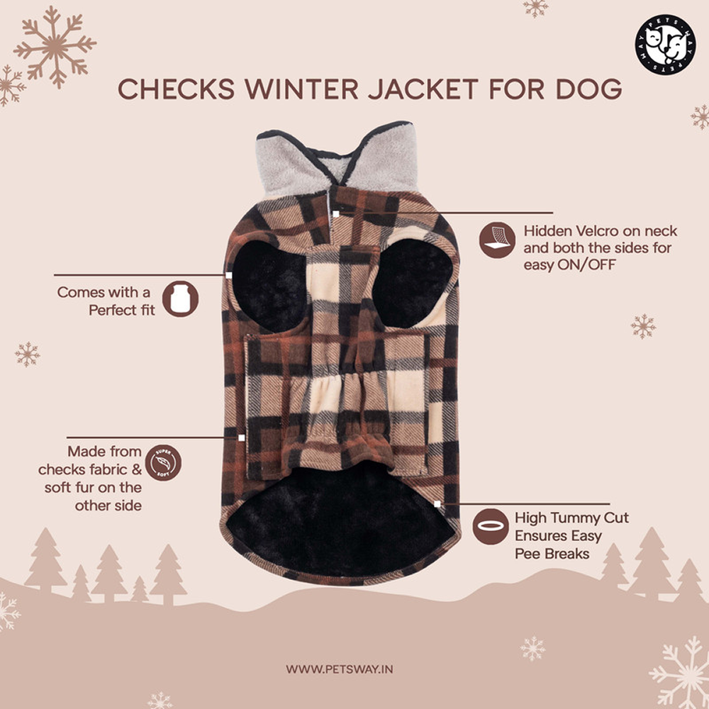 Pets Way Checks Winter Jacket for Dogs