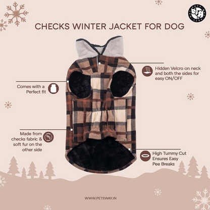 Pets Way Checks Winter Jacket for Dogs