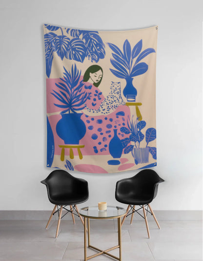 EverythingBoho Cat Mom Sukoon Tapestry Wall Art