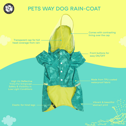 Pets Way TPU Raincoat with Cap for Dogs (Haze Teal)