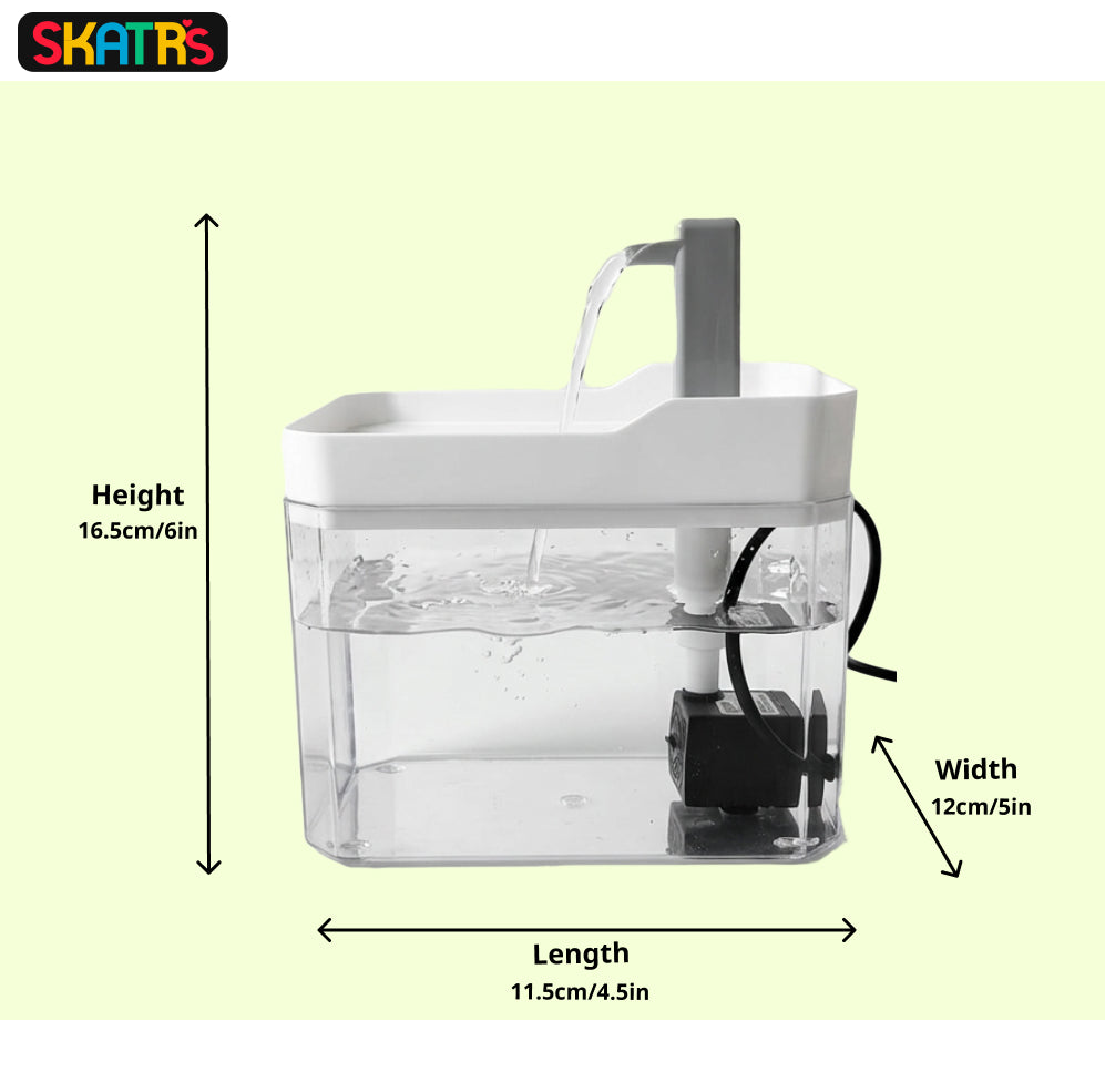 Skatrs Transparent Water Fountain for Dogs and Cats