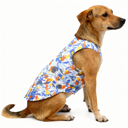 Skatrs Cotton Shirt for Dogs and Cats (Blue Beach Print)