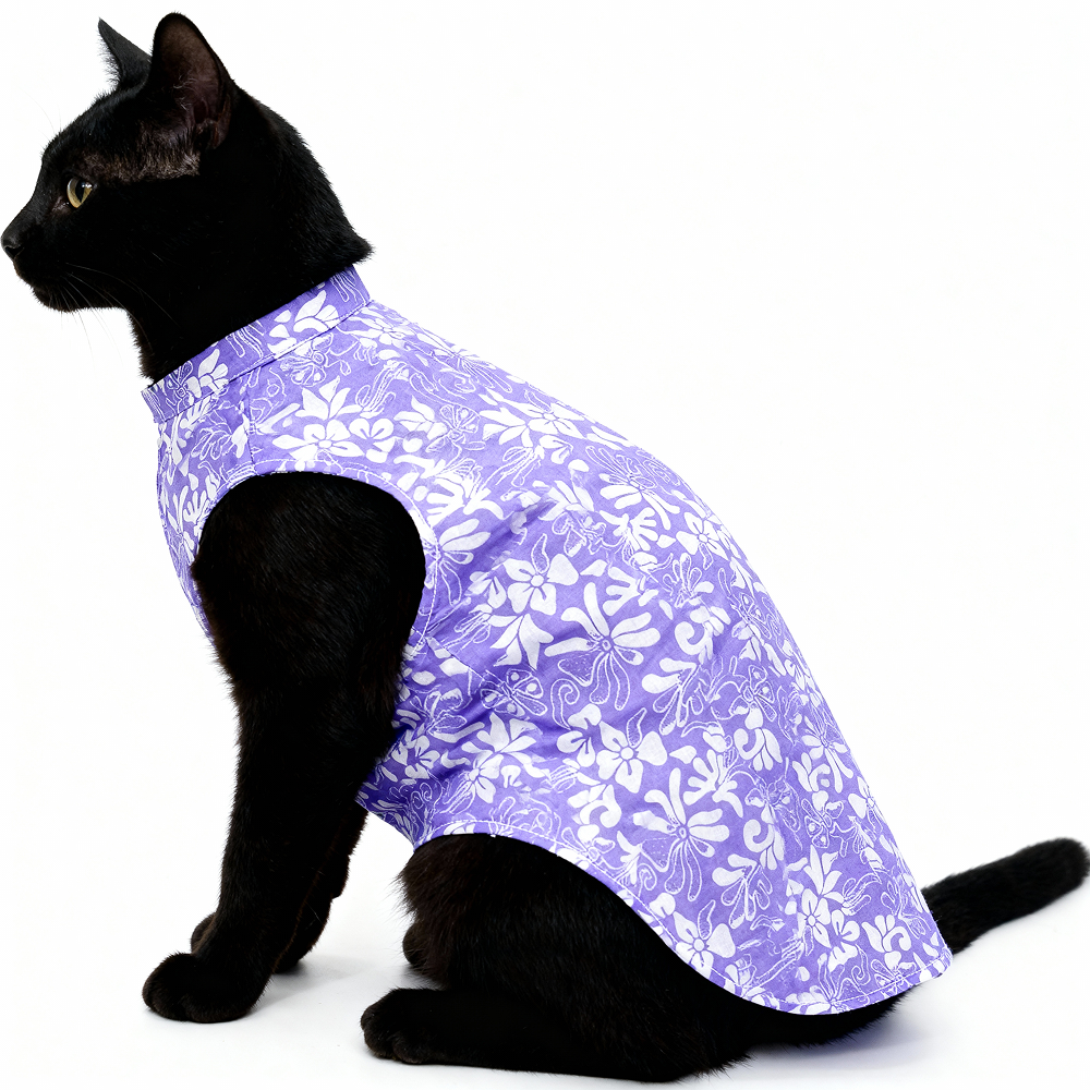 Skatrs Cotton Shirt for Dogs and Cats (Lavender and White)