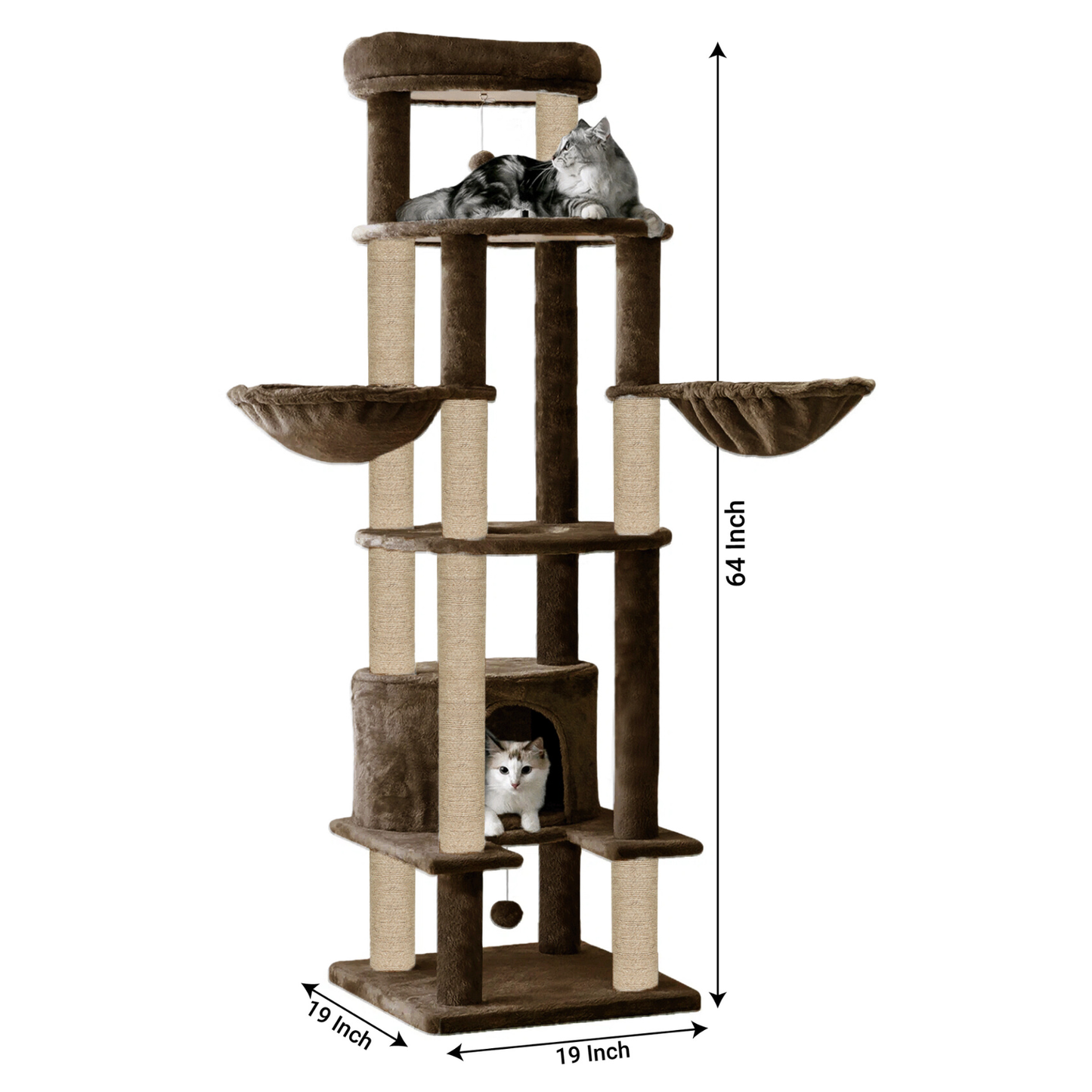 Furrlovers Multi Level Cat Tree Tower with Scratching Posts, Hammock & Condo (Brown)