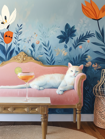 EverythingBoho Persian Queen Cat Wall Art (Royal Blue)