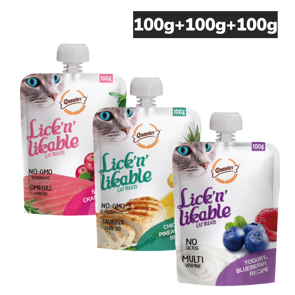 Gnawlers Yogurt, Blueberry, Chicken, Pineapple, Salmon, Cranberry Combo Lick Treats Cat