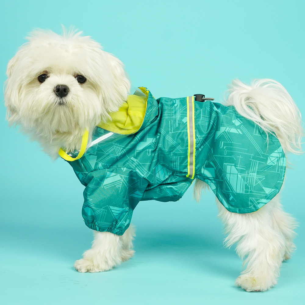 Pets Way TPU Raincoat with Cap for Dogs (Haze Teal)