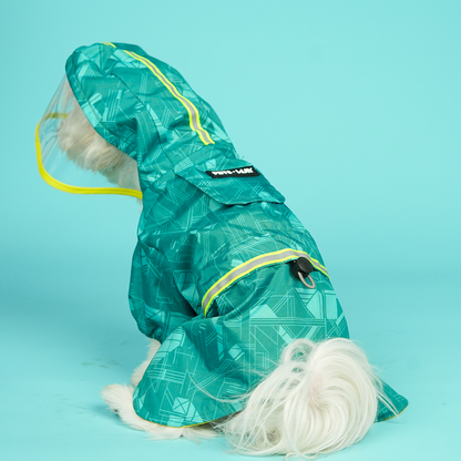 Pets Way TPU Raincoat with Cap for Dogs (Haze Teal)