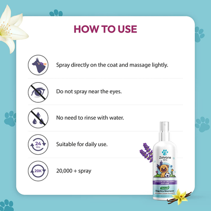 Zoivane Vanilla & Lavender Waterless Shampoo for Dogs