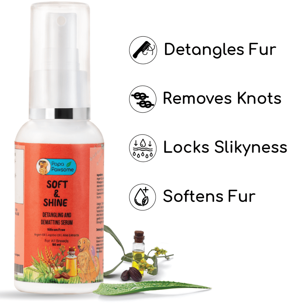 Papa Pawsome Soft & Shine Detangling Fur Serum for Dogs (Limited Shelf Life)