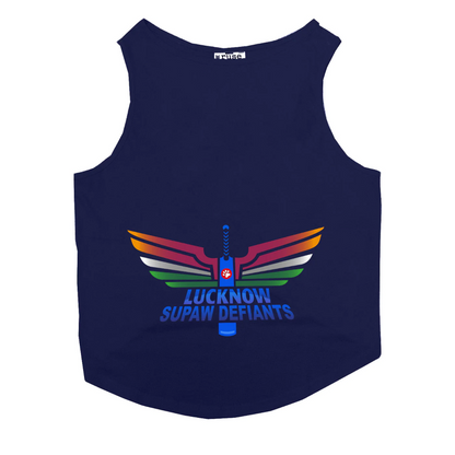 Ruse IPL "Lucknow Supaw Defiants" Printed Tank Jersey for Cats (Navy Blue) | Indian Pet League