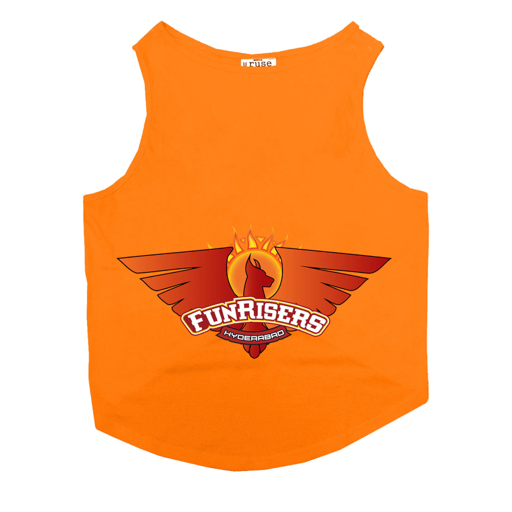 Ruse IPL "Funrisers Hyderabad" Printed Tank Jersey for Cats (Orange) | Indian Pet League