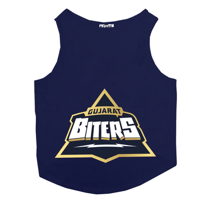 Ruse IPL "Gujarat Biters" Printed Tank Jersey for Cats (Navy Blue) | Indian Pet League