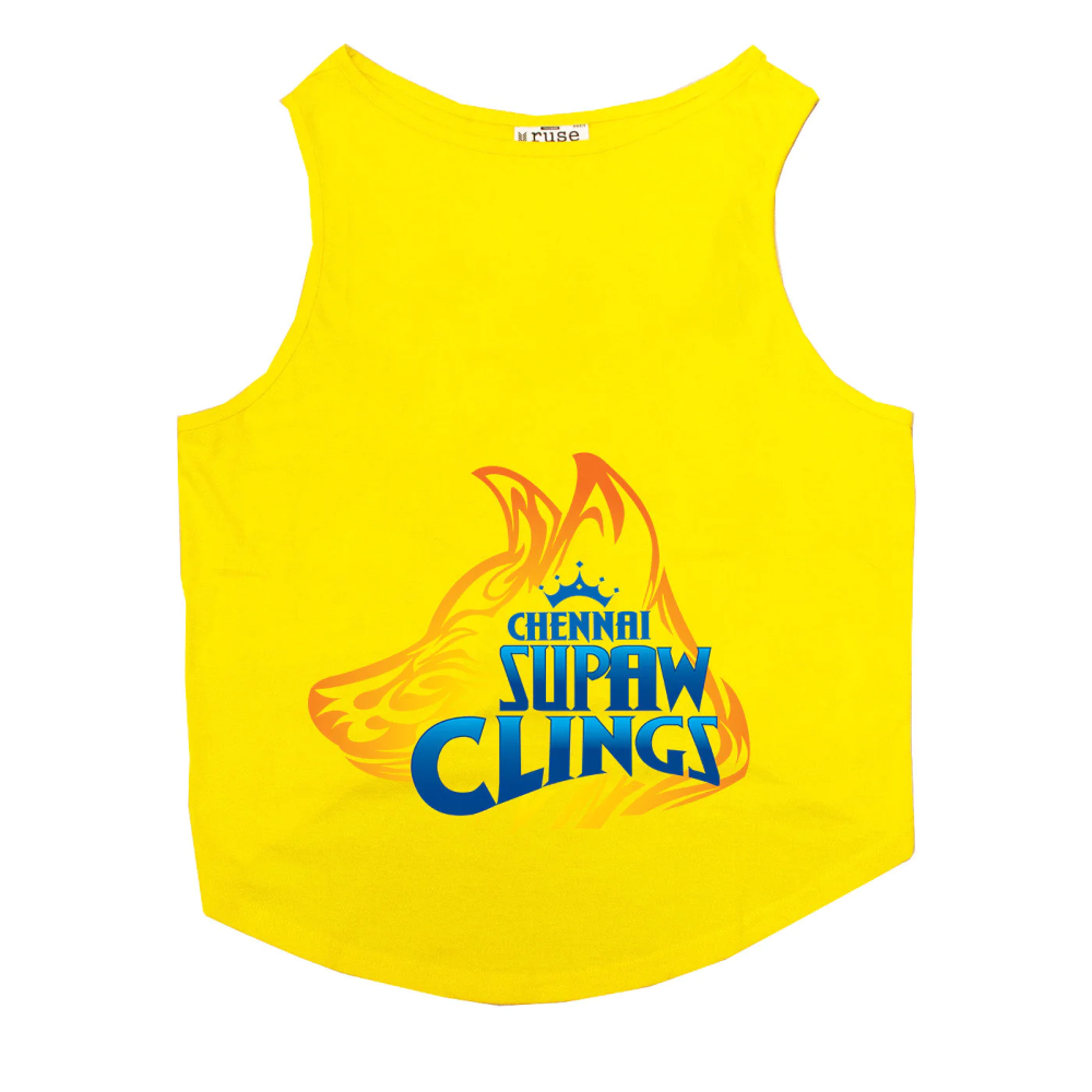 Ruse IPL "Chennai Supaw Clings" Printed Tank Jersey for Cats (Yellow) | Indian Pet League