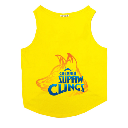 Ruse IPL "Chennai Supaw Clings" Printed Tank Jersey for Cats (Yellow) | Indian Pet League