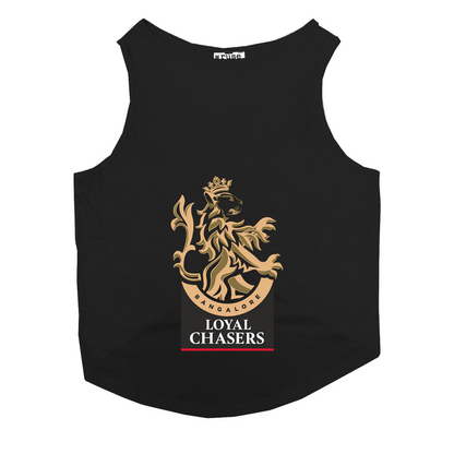 Ruse IPL "Loyal Chasers Bangalore" Printed Tank Jersey for Cats (Black) | Indian Pet League