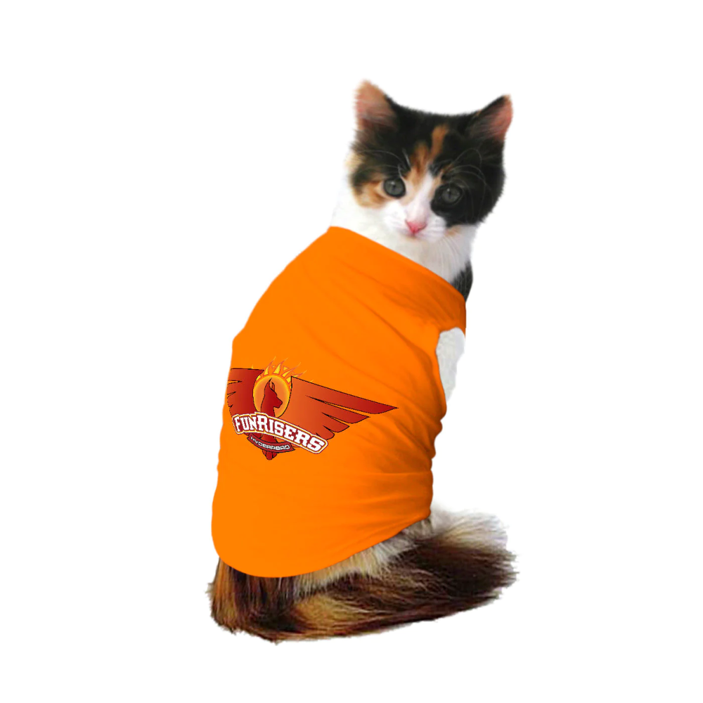 Ruse IPL "Funrisers Hyderabad" Printed Tank Jersey for Cats (Orange) | Indian Pet League