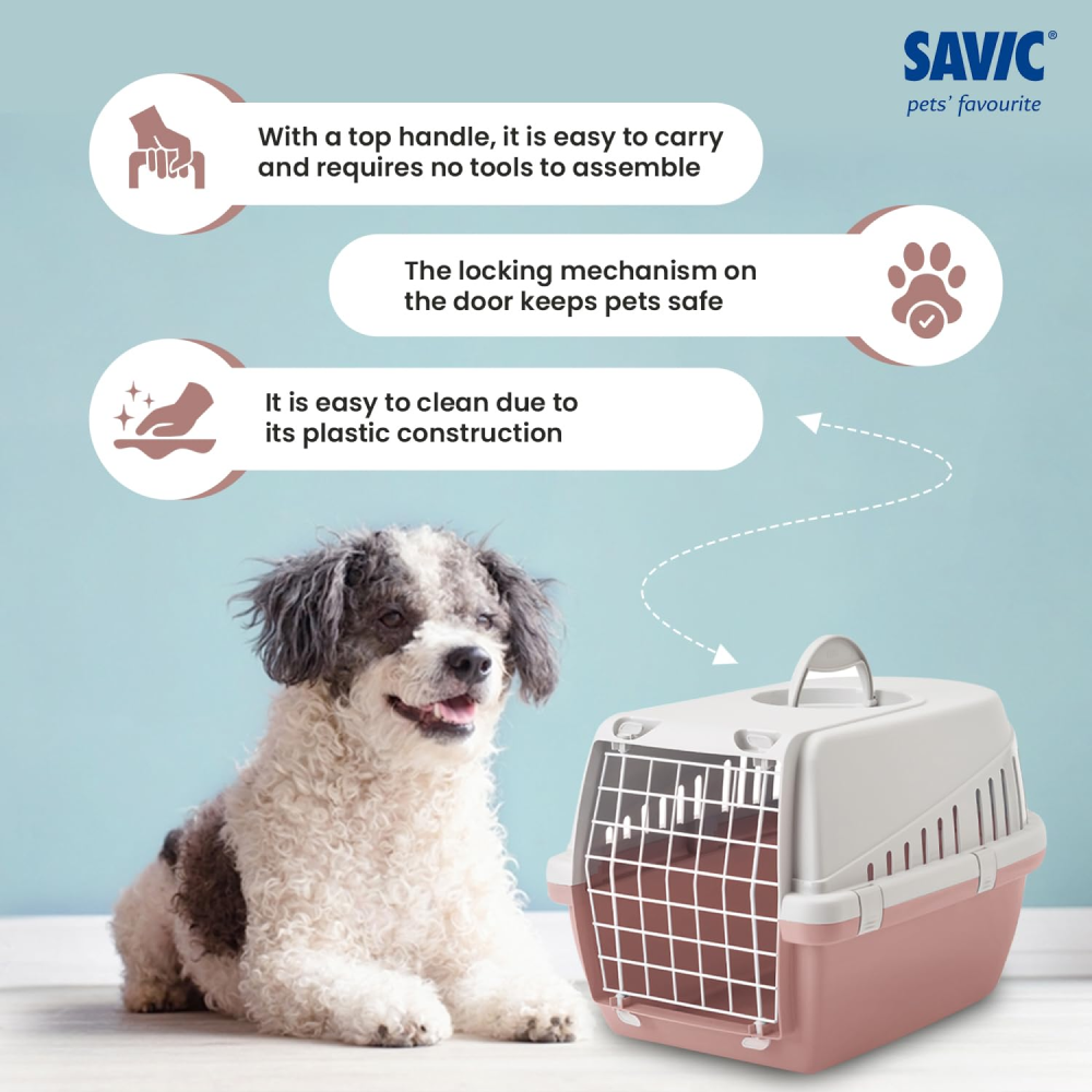 Savic Trotter 1 IATA Approved Travel Carrier for Dogs and Cats (Grey/Ash Rose)