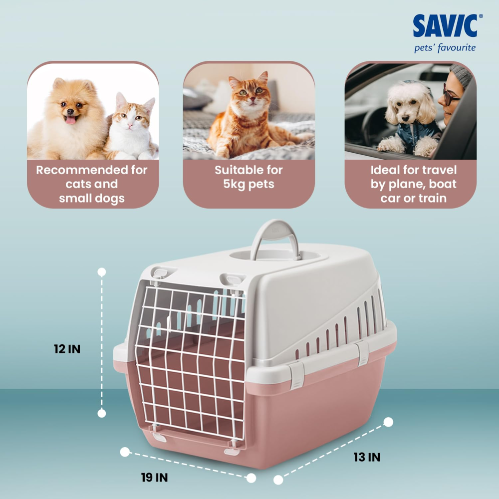 Savic Trotter 1 IATA Approved Travel Carrier for Dogs and Cats (Grey/Ash Rose)