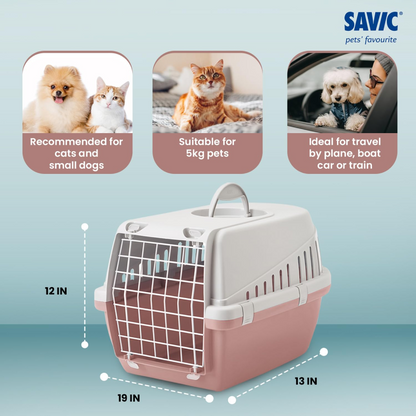 Savic Trotter 1 IATA Approved Travel Carrier for Dogs and Cats (Grey/Ash Rose)