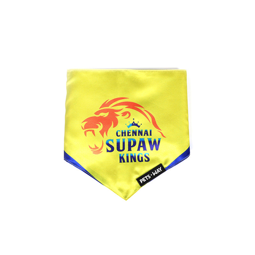 Pets Way Chennai Supaw Kings IPL Bandana for Dogs and Cats (Yellow) | Indian Pet League