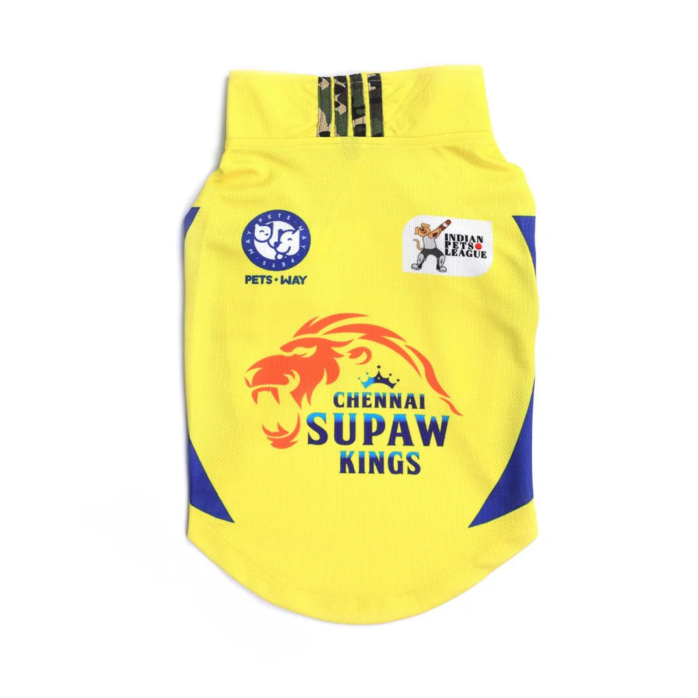 Pets Way Chennai Supaw Kings IPL Jersey for Dogs and Cats (Yellow)| Indian Pet League