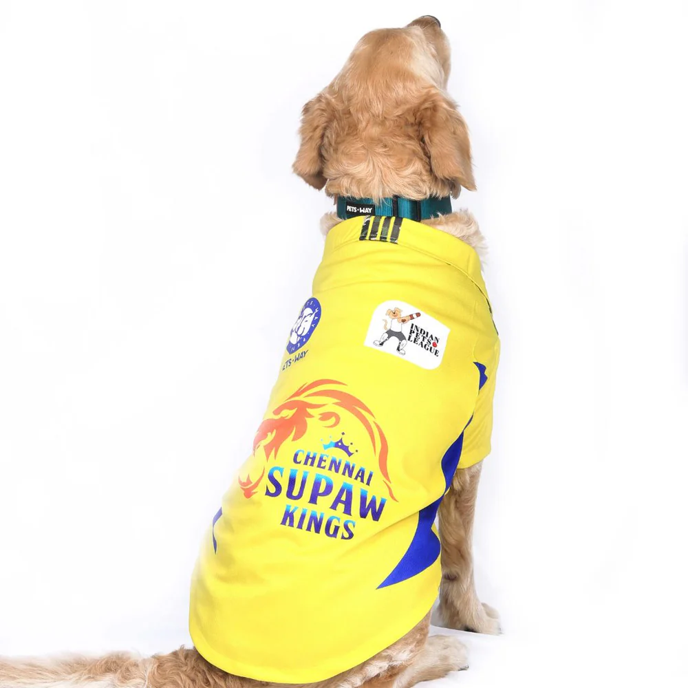 Pets Way Chennai Supaw Kings IPL Jersey for Dogs and Cats (Yellow)| Indian Pet League