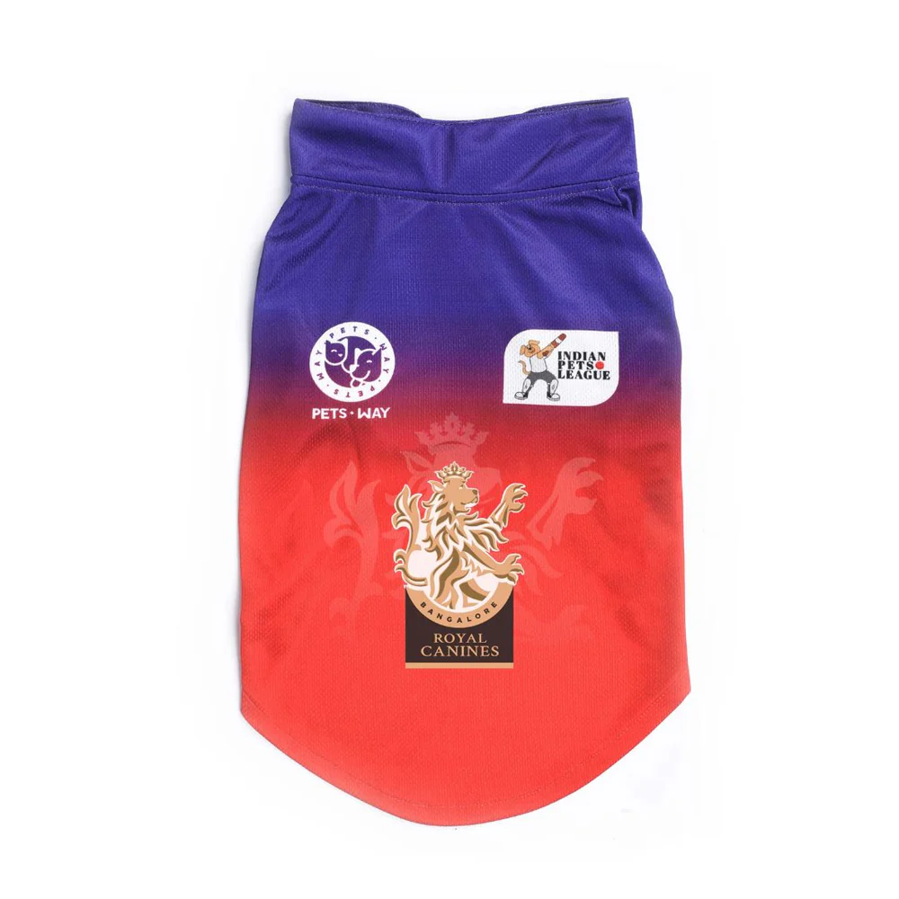 Pets Way Royal Canines Bangalore IPL Jersey for Dogs and Cats (Red/Blue)| Indian Pet League