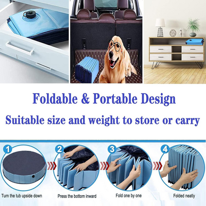 Emily Pets Foldable Non Slip Outdoor Swimming Pool for Dogs and Cats (Blue)