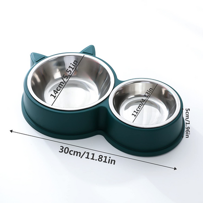 Pet Vogue Double Stainless Steel Bowl for Cats (Blue)