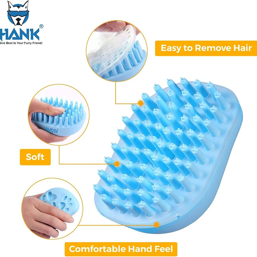 Hank 3 in 1 Bath Brush for Pets (Blue)