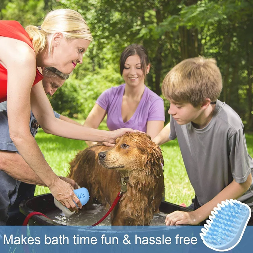 Hank 3 in 1 Bath Brush for Pets (Blue)