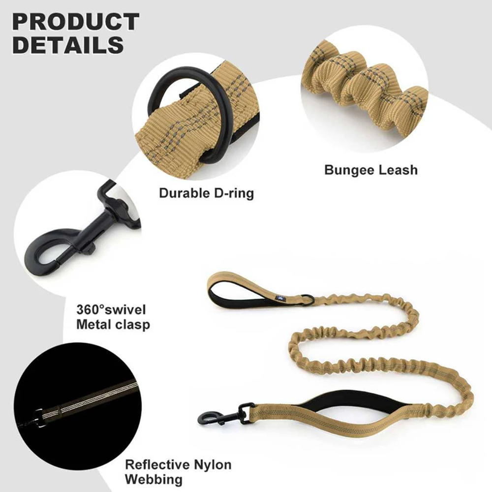 Hank Camo Bungee Leash for Dogs (Brown)