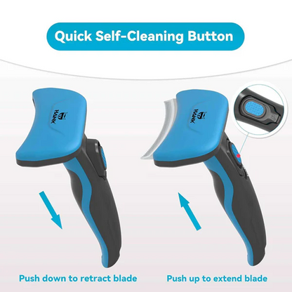 Hank Curved Shape Self Cleaning Deshedder Brush shedding for Dogs (Blue)