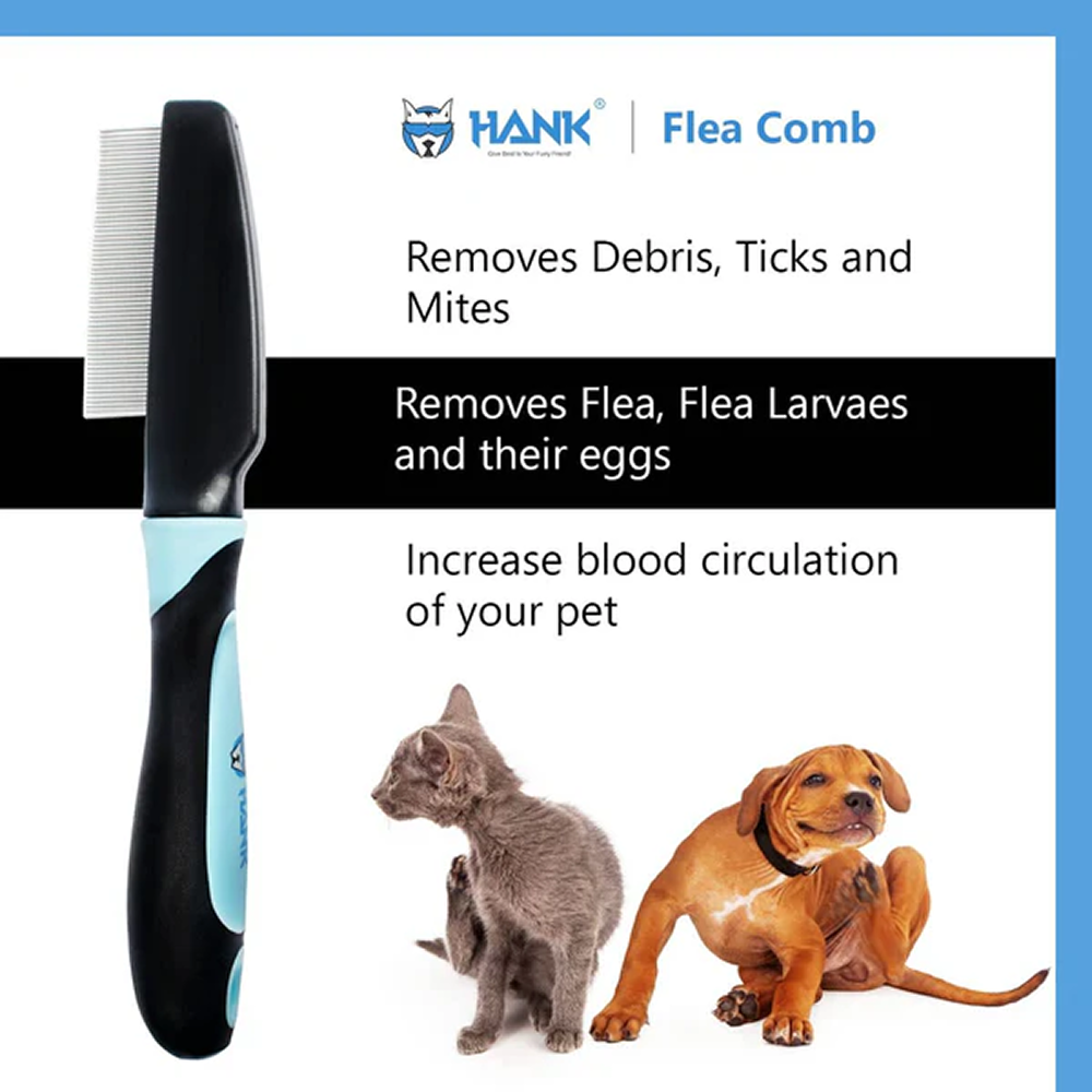 Hank Flea Comb for Pets (Blue)